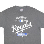 MAJESTIC Mens Grey Royals Baseball Graphic T-Shirt L Short Sleeve Crew Neck