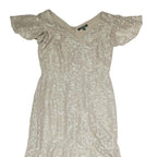 LAUREN RALPH LAUREN Womens Cream Lace Fit & Flare Woven Dress UK 6 V-Neck Short
