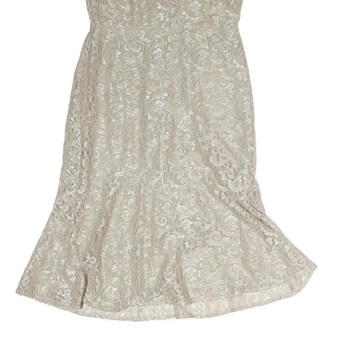 LAUREN RALPH LAUREN Womens Cream Lace Fit & Flare Woven Dress UK 6 V-Neck Short