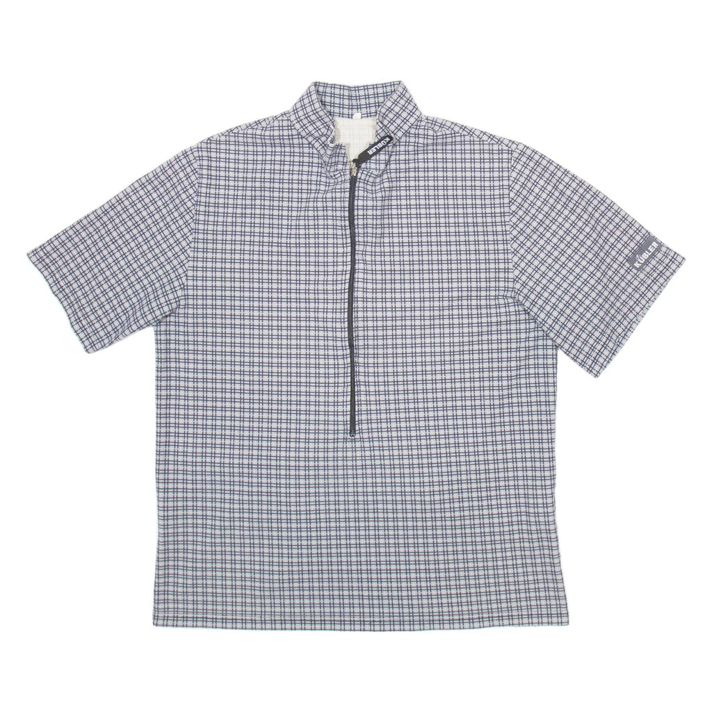 KUBLER 1/2 Zip Mens Polo Shirt Grey Check M