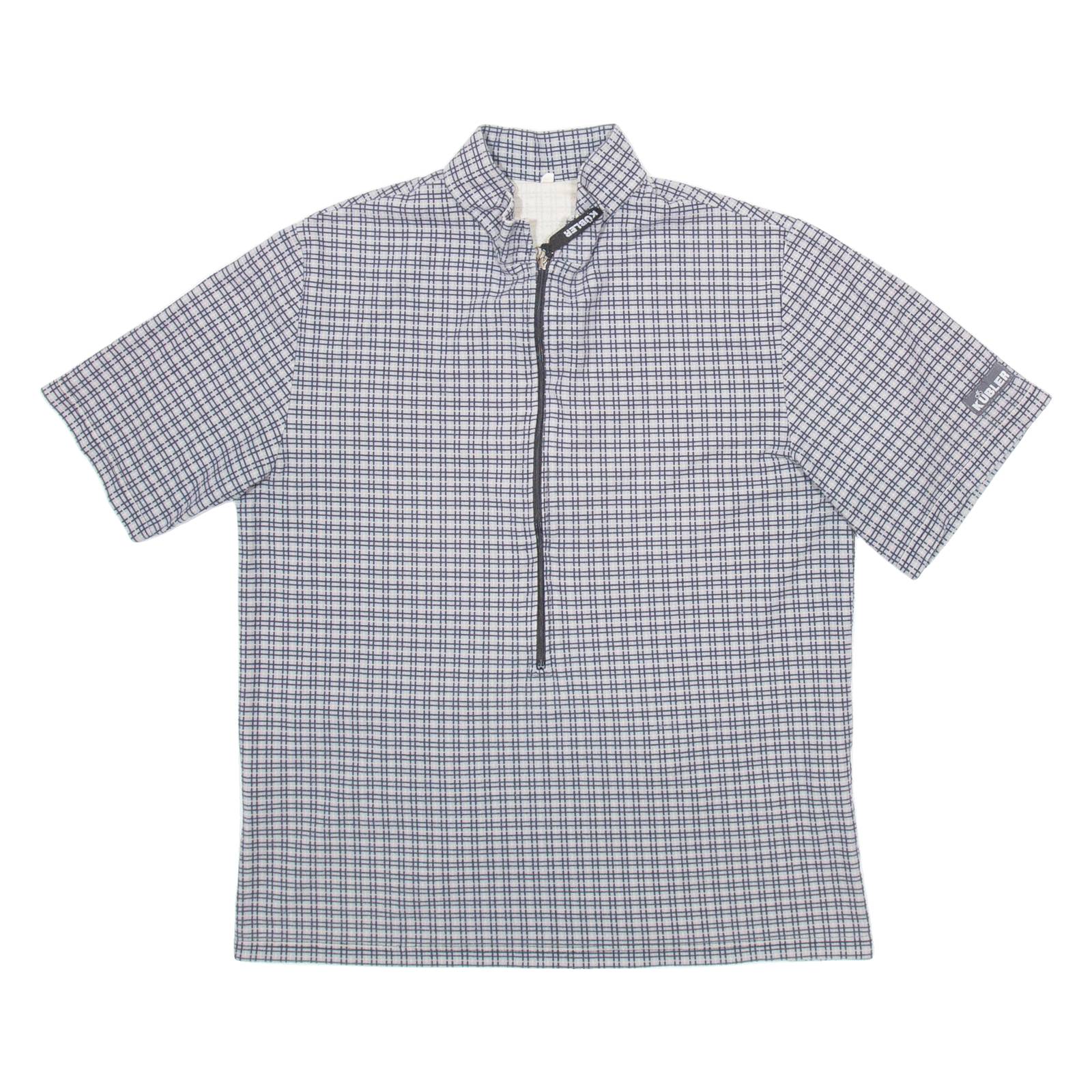 KUBLER 1/2 Zip Mens Polo Shirt Grey Check M