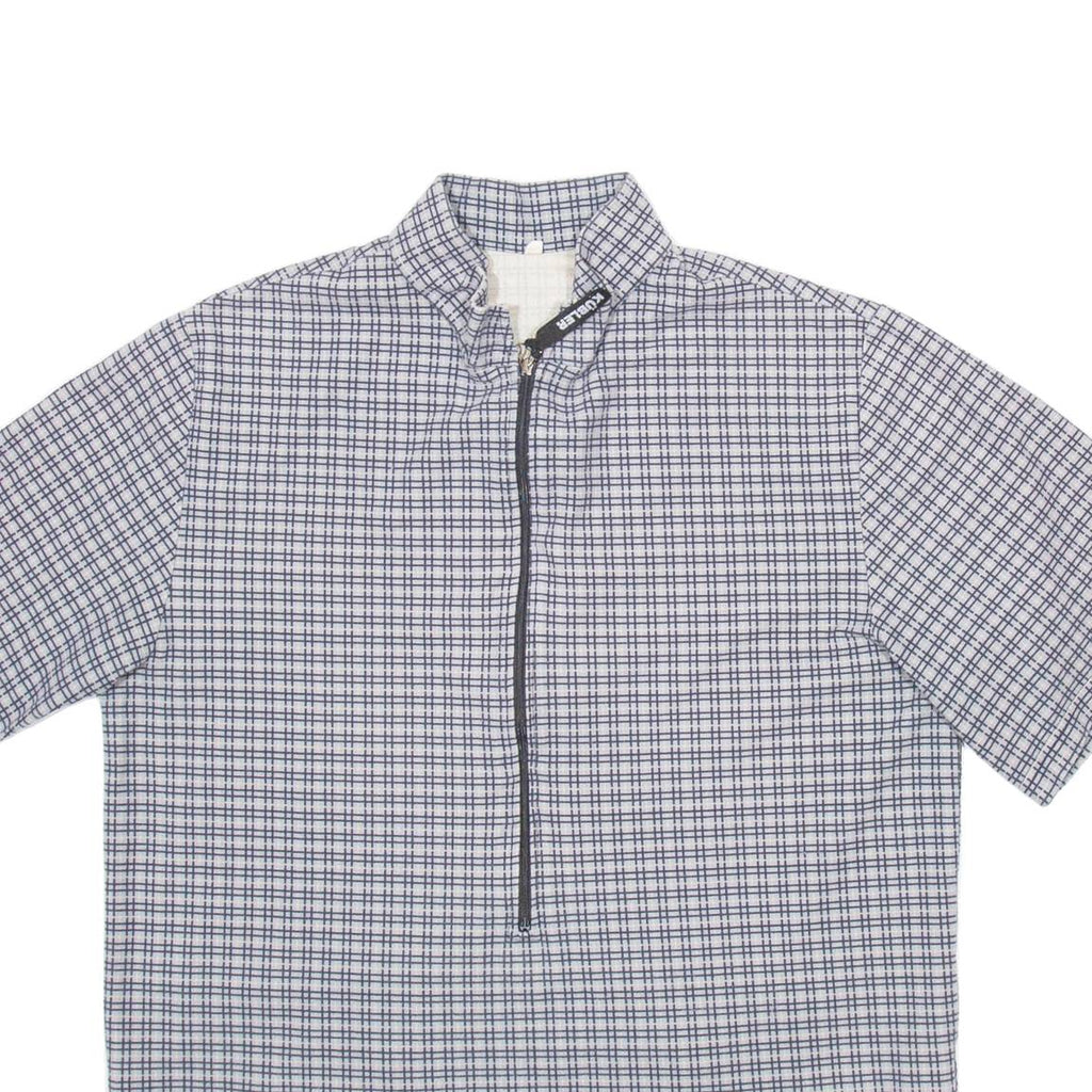 KUBLER 1/2 Zip Mens Polo Shirt Grey Check M