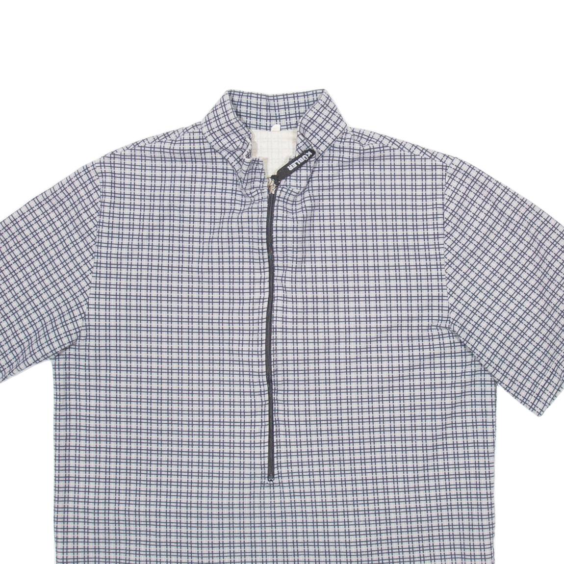 KUBLER 1/2 Zip Mens Polo Shirt Grey Check M