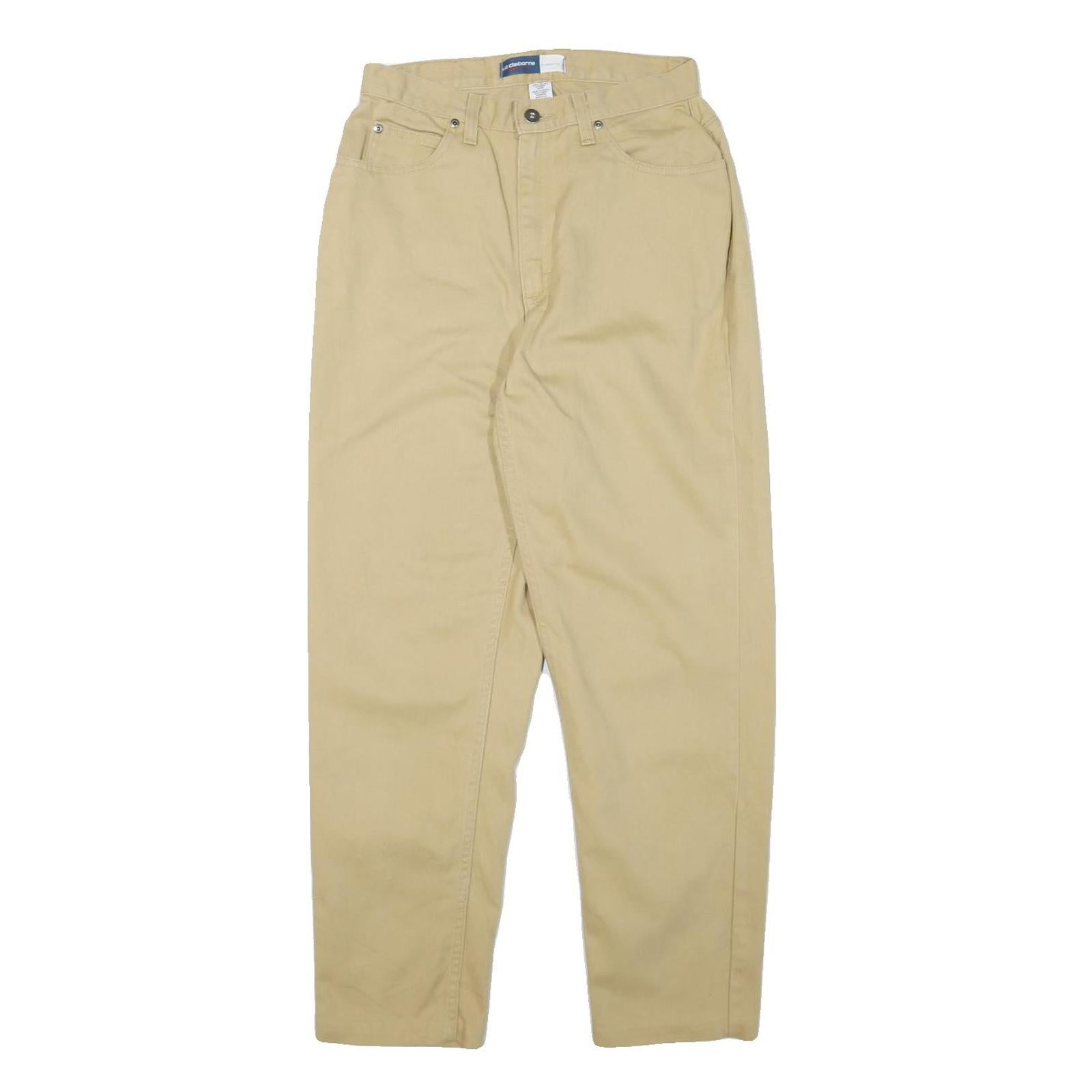 LIZ CLAIBORNE Womens Regular Fit Beige Cotton Blend Jeans W27 L28 Classic Zip