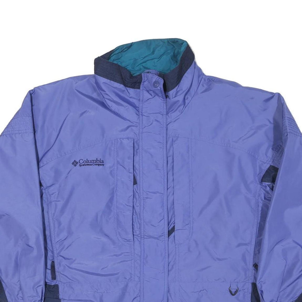 COLUMBIA Womens Purple & Navy Zip Jacket L Polyester Outdoor Waterproof