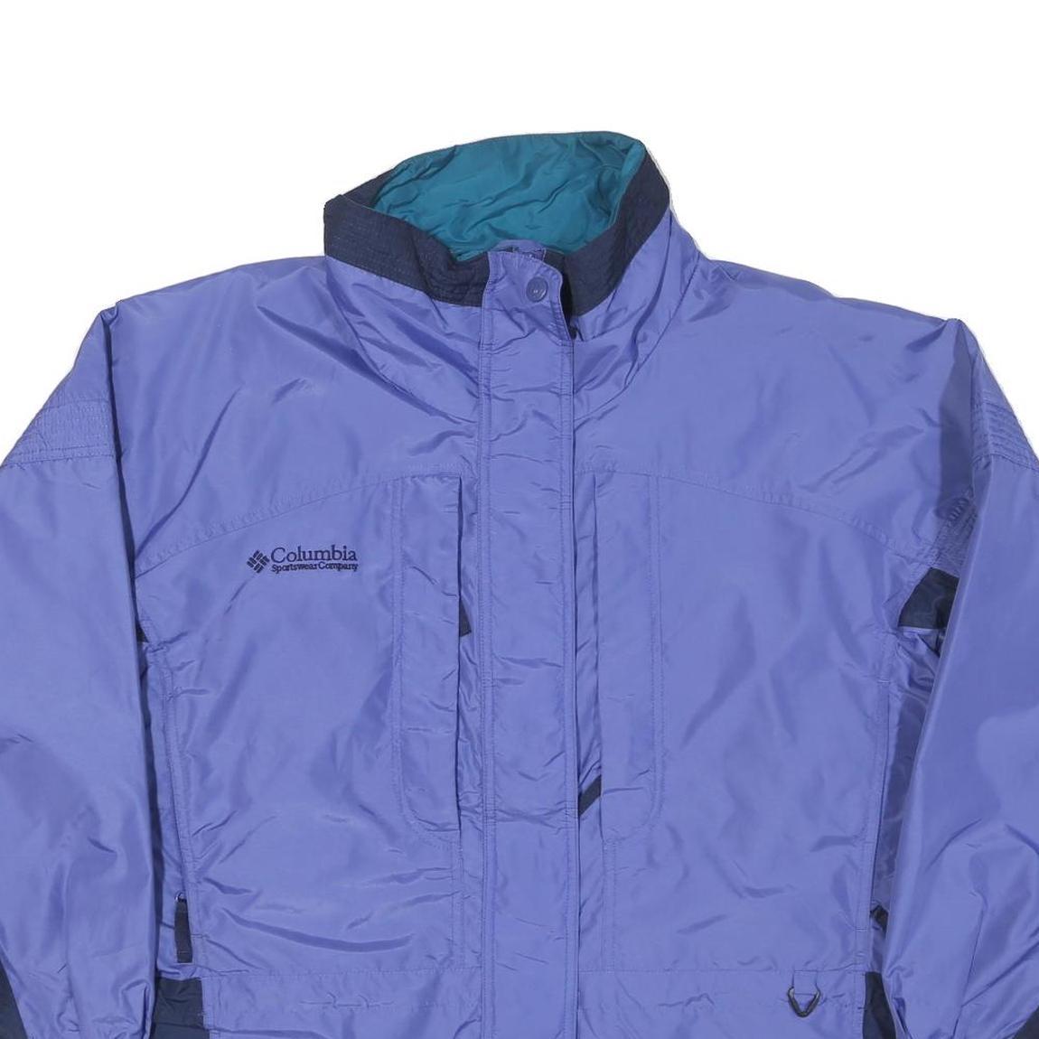 COLUMBIA Womens Purple & Navy Zip Jacket L Polyester Outdoor Waterproof