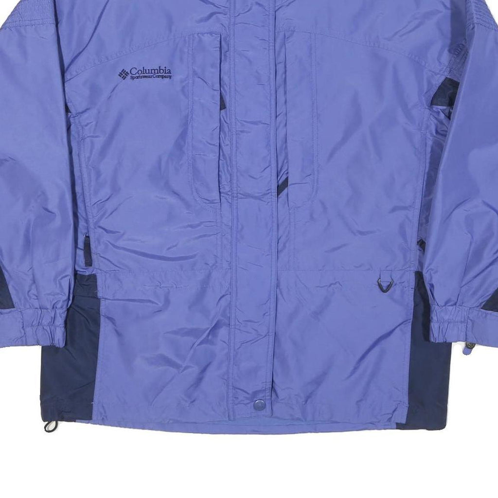 COLUMBIA Womens Purple & Navy Zip Jacket L Polyester Outdoor Waterproof