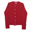 EMILY DANIELS Womens Red Patterned Cardigan Round Neck Basic Knit S Elegant
