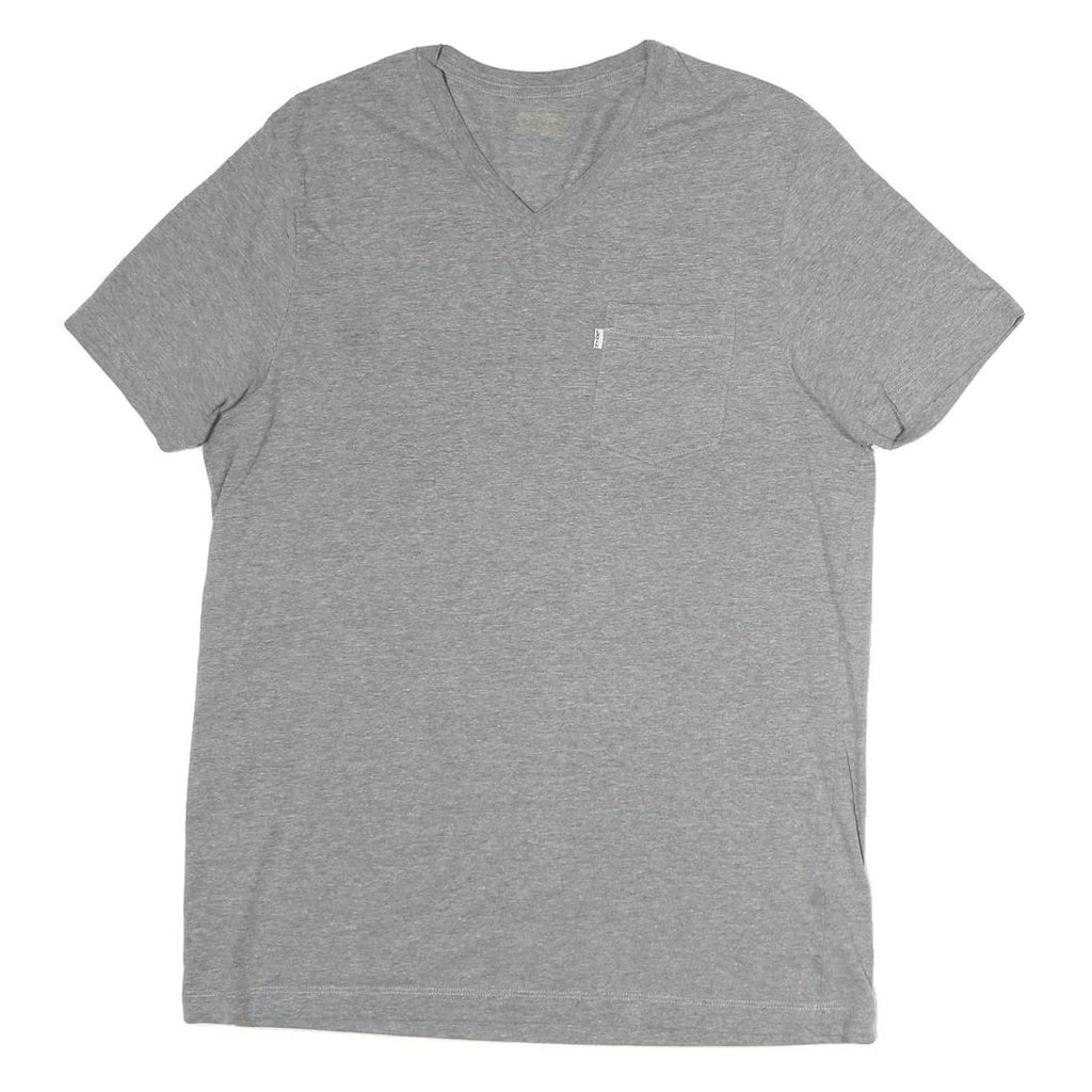 LEVI'S Mens Grey Pocket T-Shirt L Short Sleeve V-Neck Casual Cotton Tee