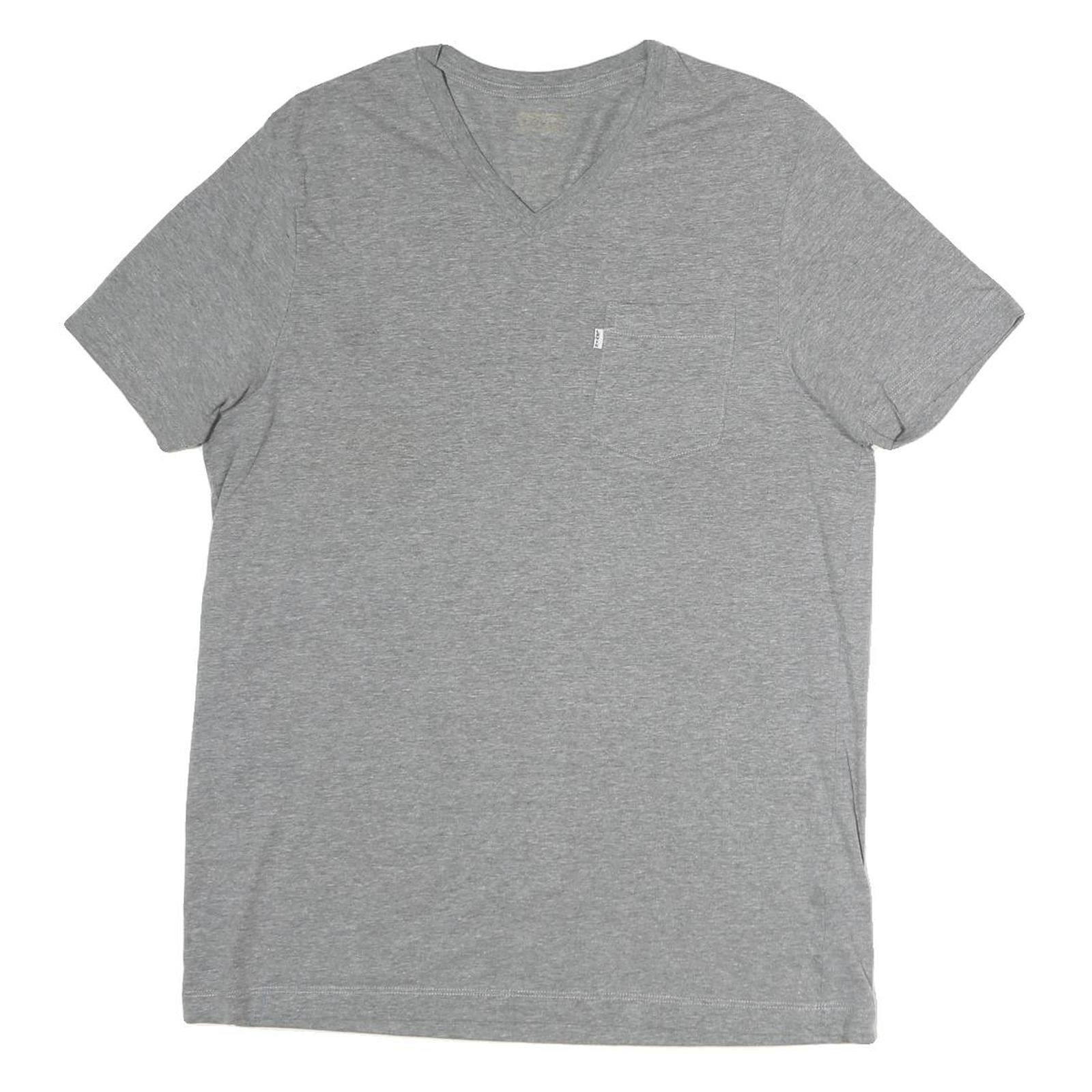 LEVI'S Mens Grey Pocket T-Shirt L Short Sleeve V-Neck Casual Cotton Tee