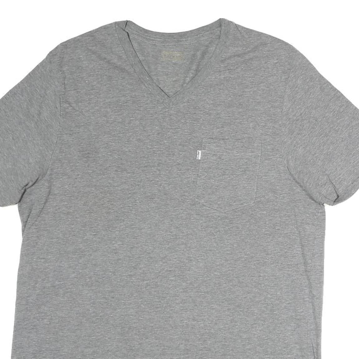 LEVI'S Mens Grey Pocket T-Shirt L Short Sleeve V-Neck Casual Cotton Tee