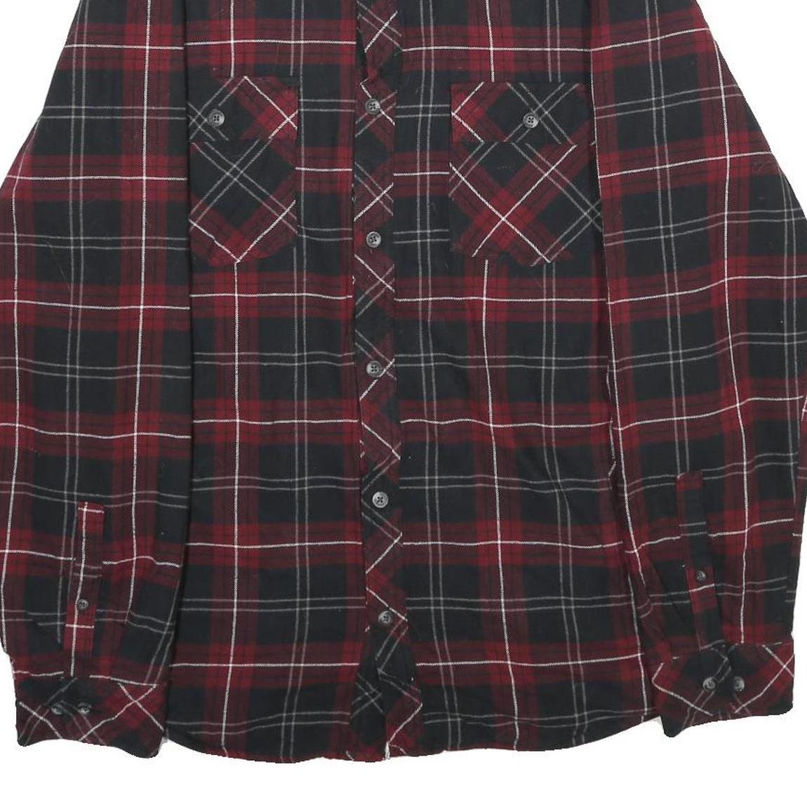 VOYAGER Mens Red & Black Checked Shirt Jacket XL Cotton Blend Button Closure