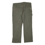 DICKIES Mens Regular Fit Straight Leg Denim Olive Cotton Blend W40 L32 Workwear