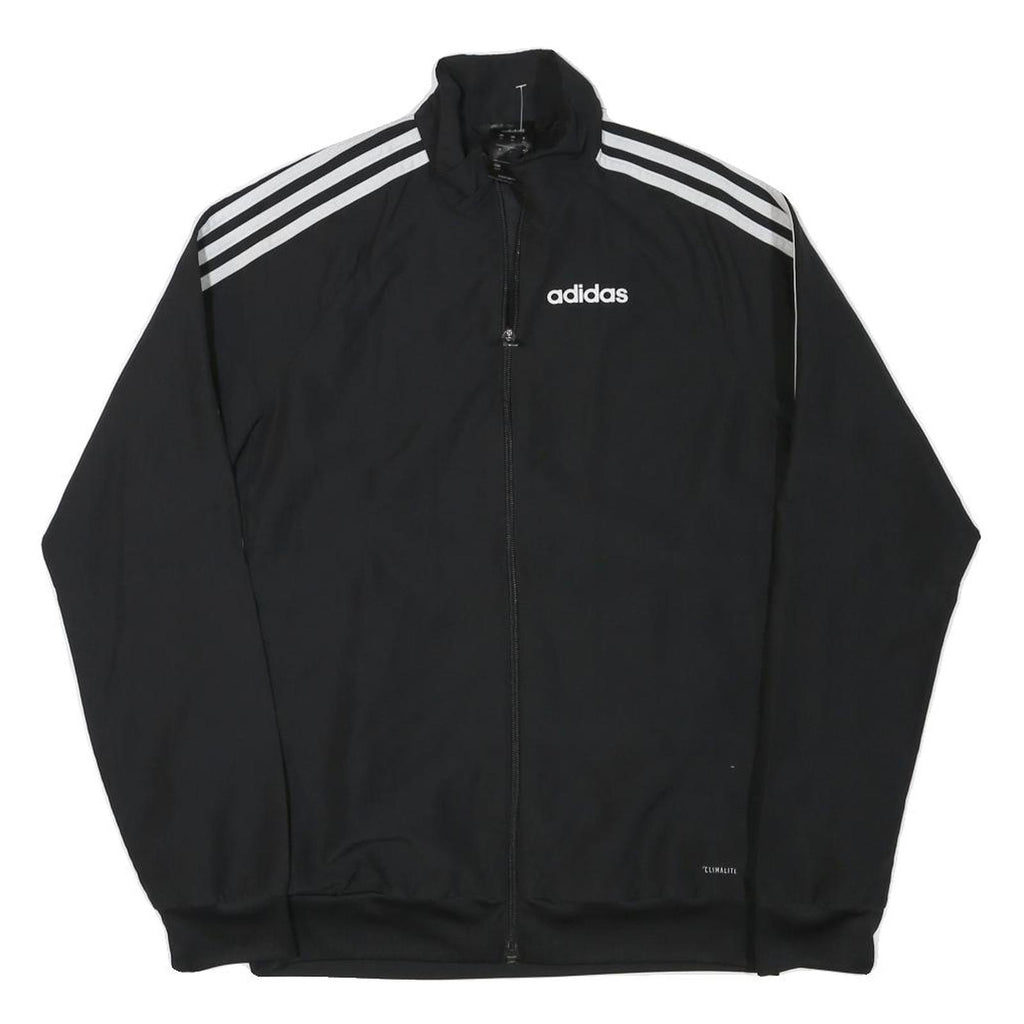 ADIDAS Mens Black Track Jacket XS Polyester Blend Zip Plain 3-Stripes Sportswear