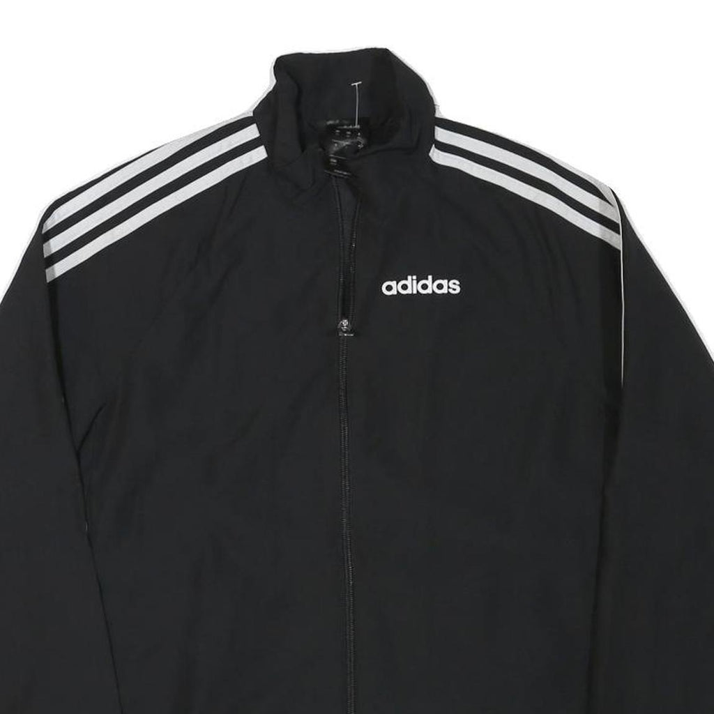 ADIDAS Mens Black Track Jacket XS Polyester Blend Zip Plain 3-Stripes Sportswear