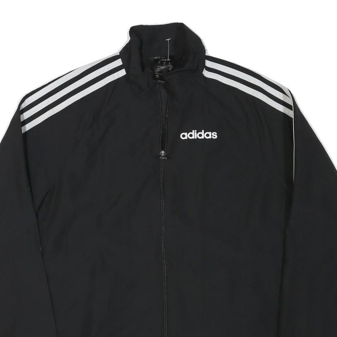ADIDAS Mens Black Track Jacket XS Polyester Blend Zip Plain 3-Stripes Sportswear