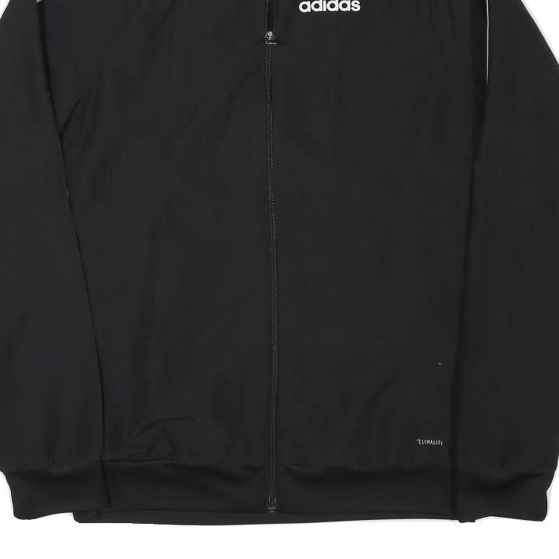 ADIDAS Mens Black Track Jacket XS Polyester Blend Zip Plain 3-Stripes Sportswear