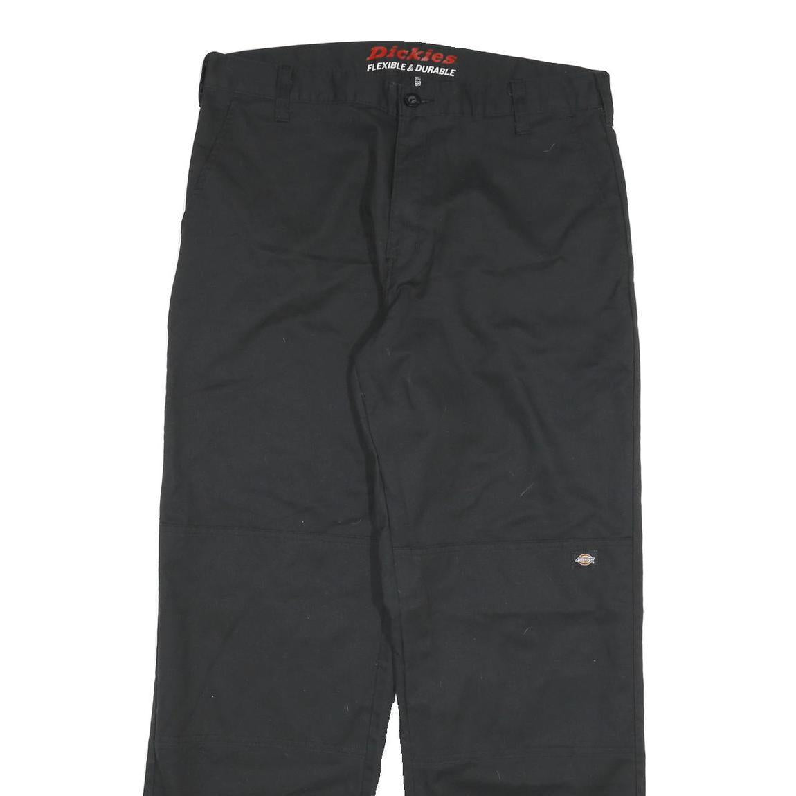 DICKIES Mens Black Cotton Blend Regular Straight Trousers W34 L31 Workwear Zip