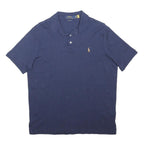 POLO RALPH LAUREN Mens Blue Short Sleeve Plain M Cotton Blend Classic Polo Shirt