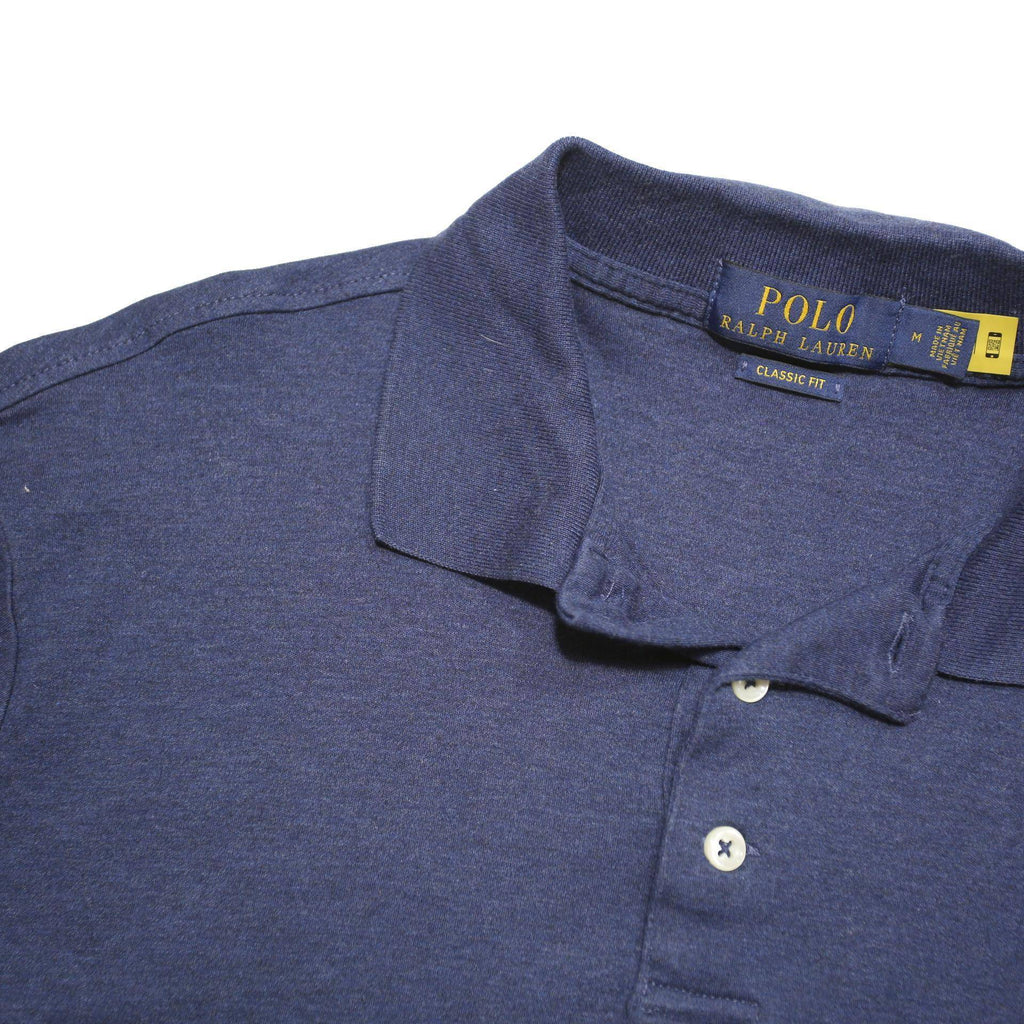 POLO RALPH LAUREN Mens Blue Short Sleeve Plain M Cotton Blend Classic Polo Shirt