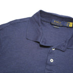 POLO RALPH LAUREN Mens Blue Short Sleeve Plain M Cotton Blend Classic Polo Shirt