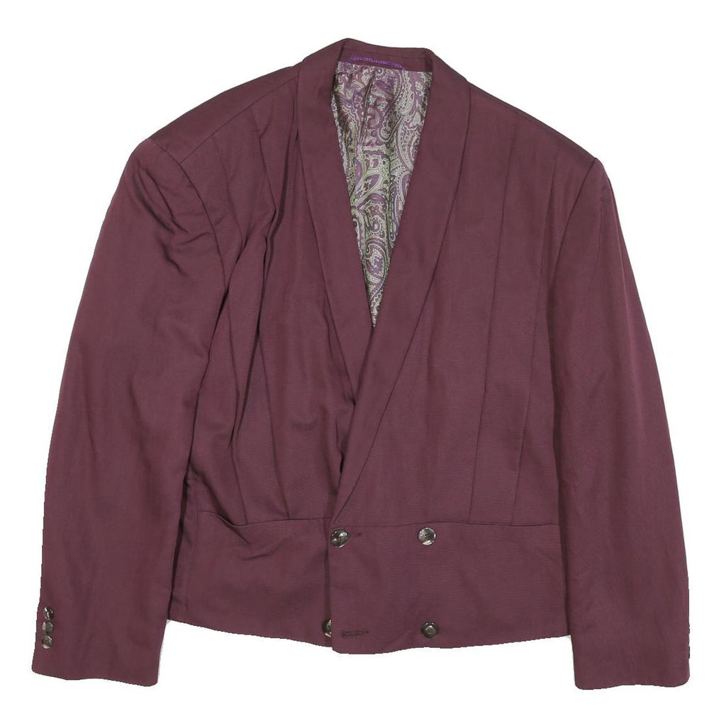 Womens Purple Plain Button Polyester Blend Jacket M Paisley Lining