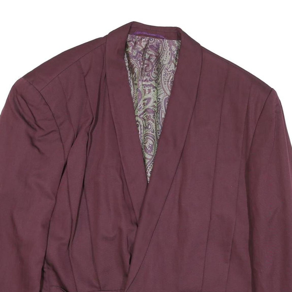 Womens Purple Plain Button Polyester Blend Jacket M Paisley Lining