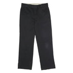 DICKIES Mens Polyester Blend Black Classic Straight Trousers W32 L30 Zip Closure