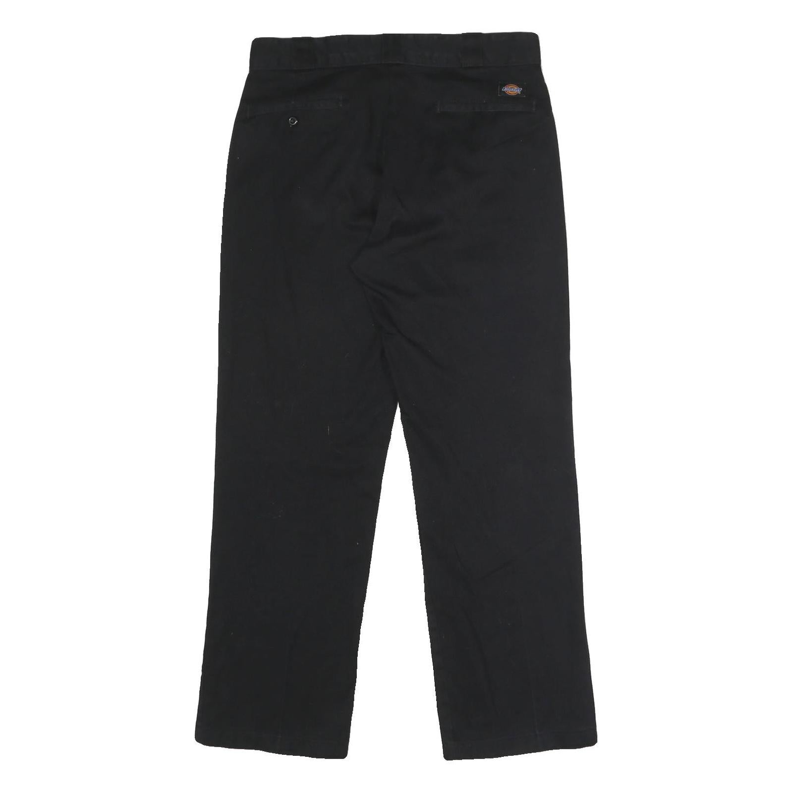 DICKIES Mens Polyester Blend Black Classic Straight Trousers W32 L30 Zip Closure