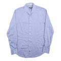 TOMMY HILFIGER Mens Blue Plain L Shirt Cotton Blend Classic Fit Long Sleeve