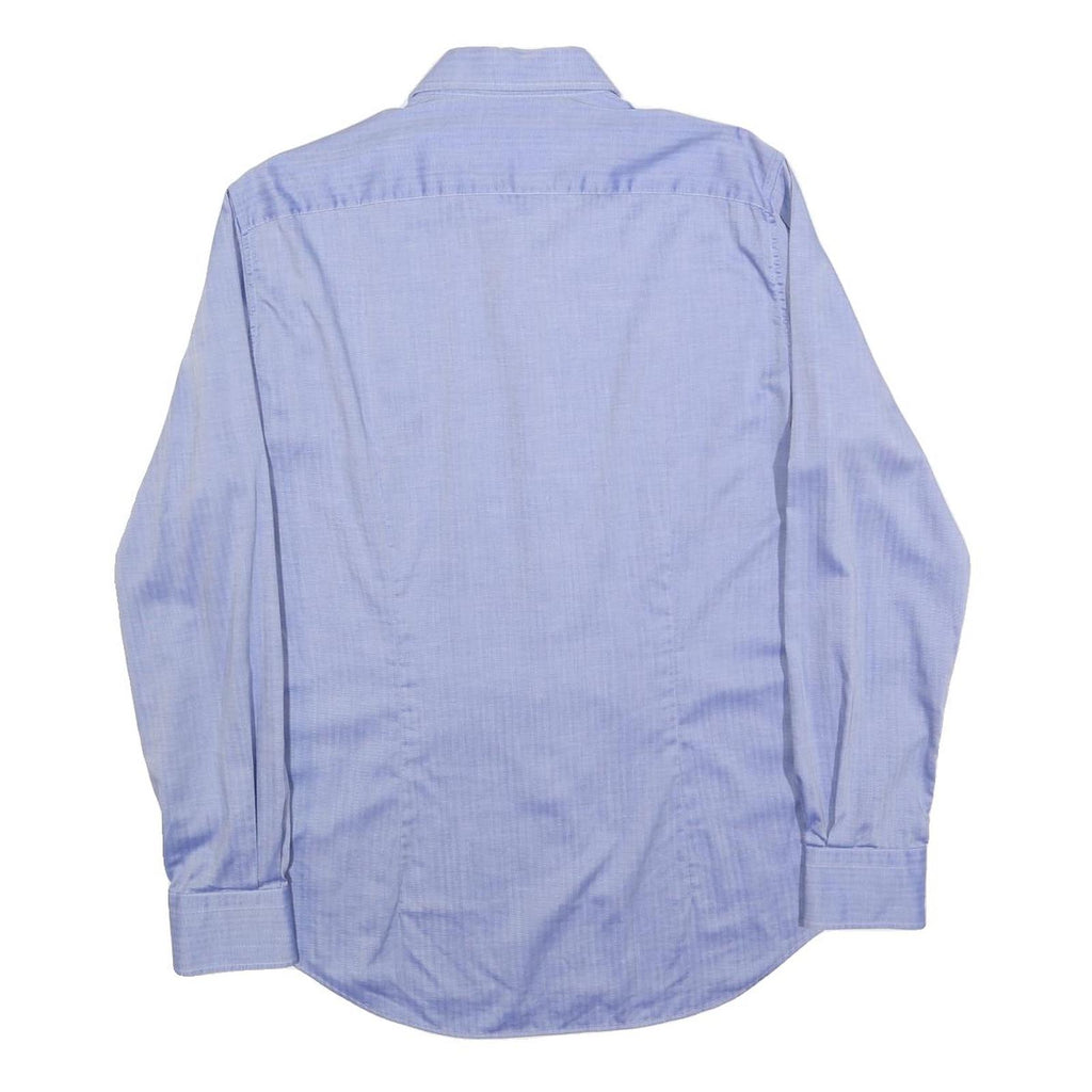 TOMMY HILFIGER Mens Blue Plain L Shirt Cotton Blend Classic Fit Long Sleeve