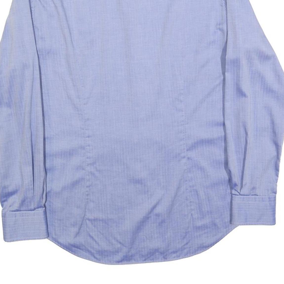 TOMMY HILFIGER Mens Blue Plain L Shirt Cotton Blend Classic Fit Long Sleeve