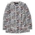 ZARA BASIC Womens Blue Brown White Cotton Blend Jacket L Patchwork Zip Patterned