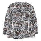 ZARA BASIC Womens Blue Brown White Cotton Blend Jacket L Patchwork Zip Patterned
