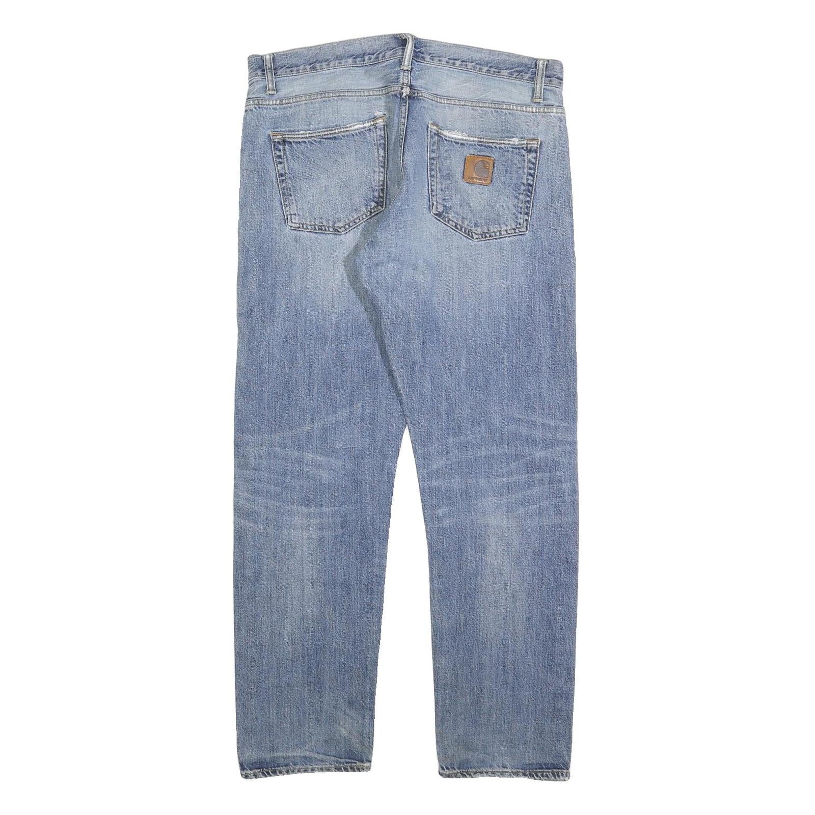 CARHARTT Mens Jeans Blue Regular Straight Denim Light W36 L32 Classic Casual