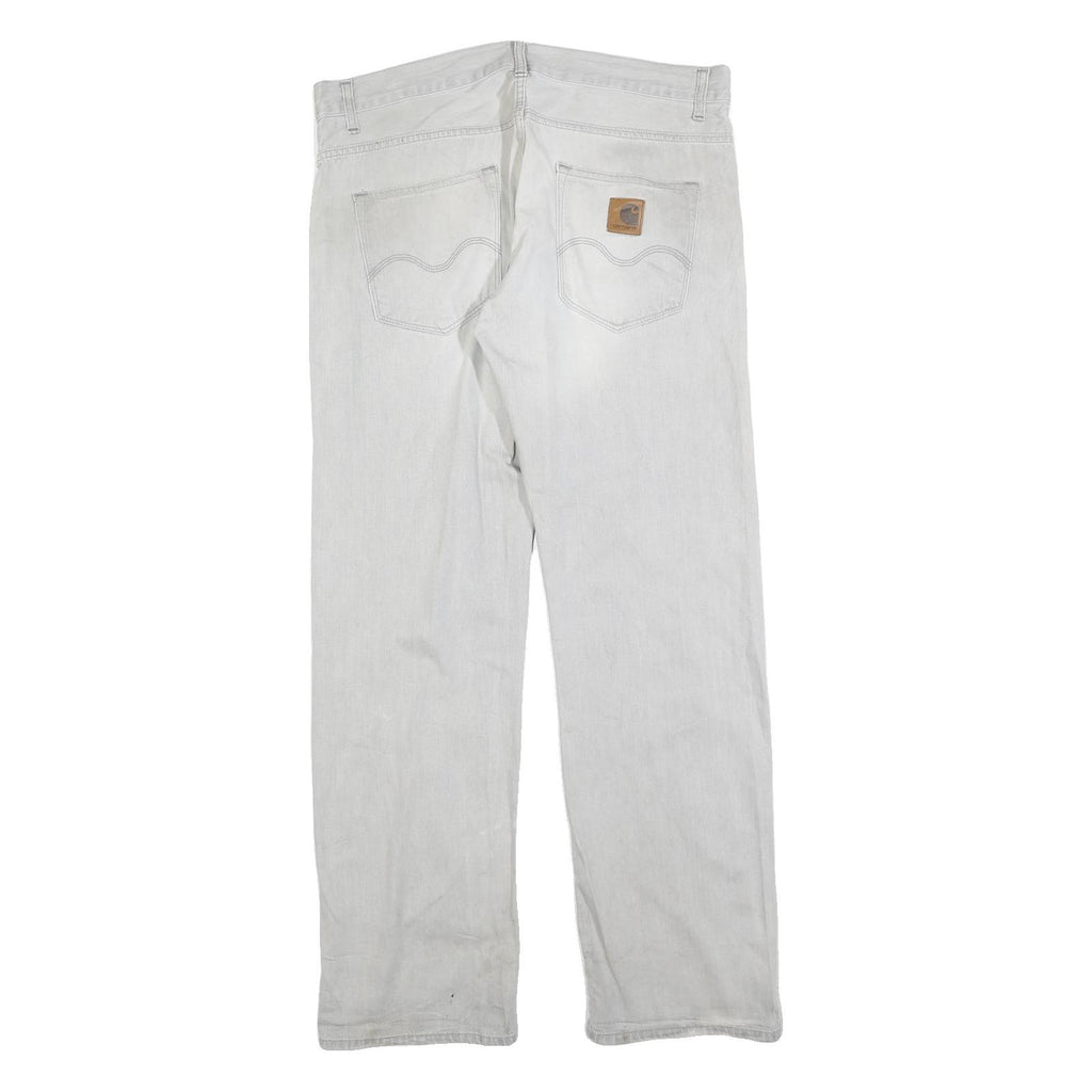 CARHARTT Mens Jeans White Relaxed Straight Denim Light W38 L34 Workwear
