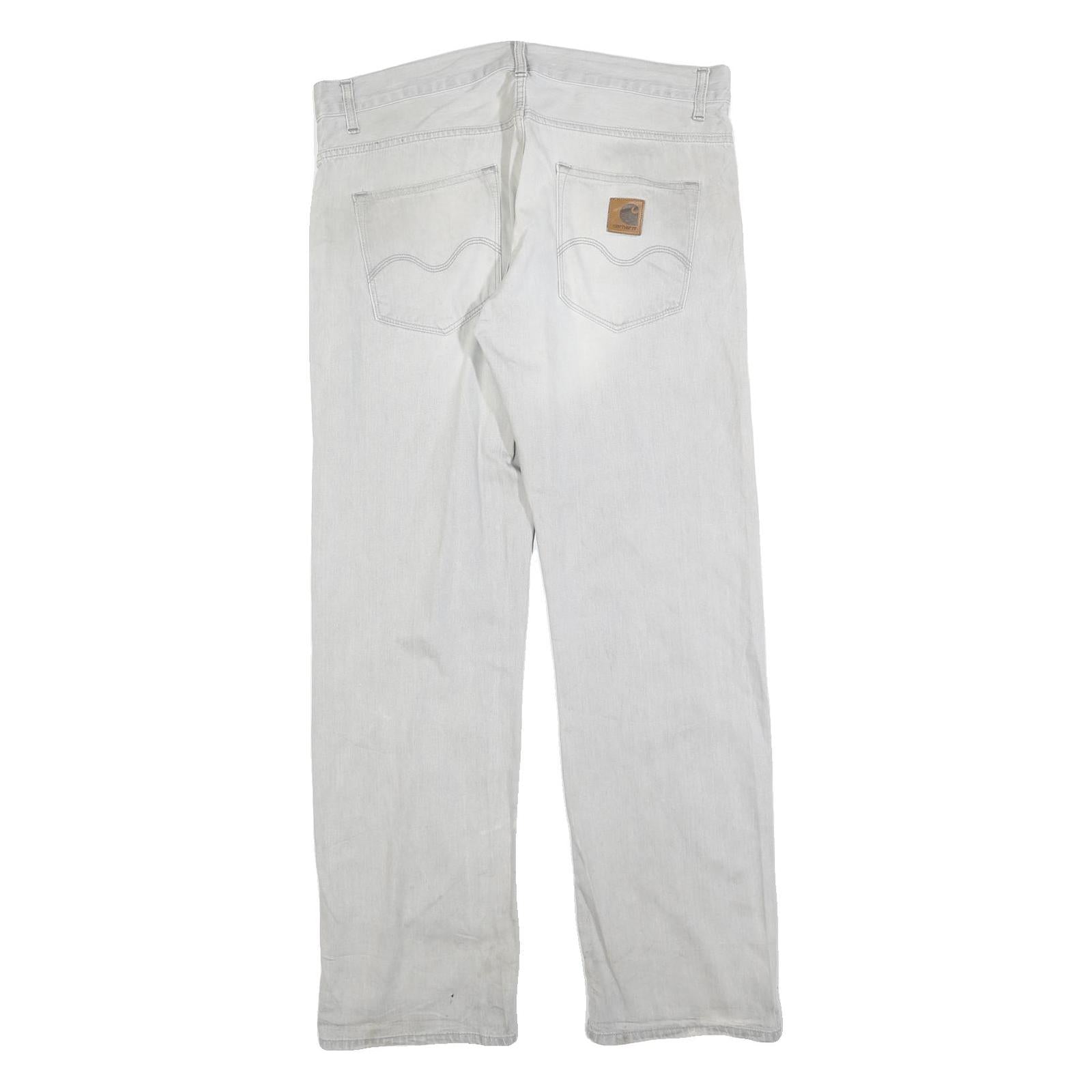 CARHARTT Mens Jeans White Relaxed Straight Denim Light W38 L34 Workwear