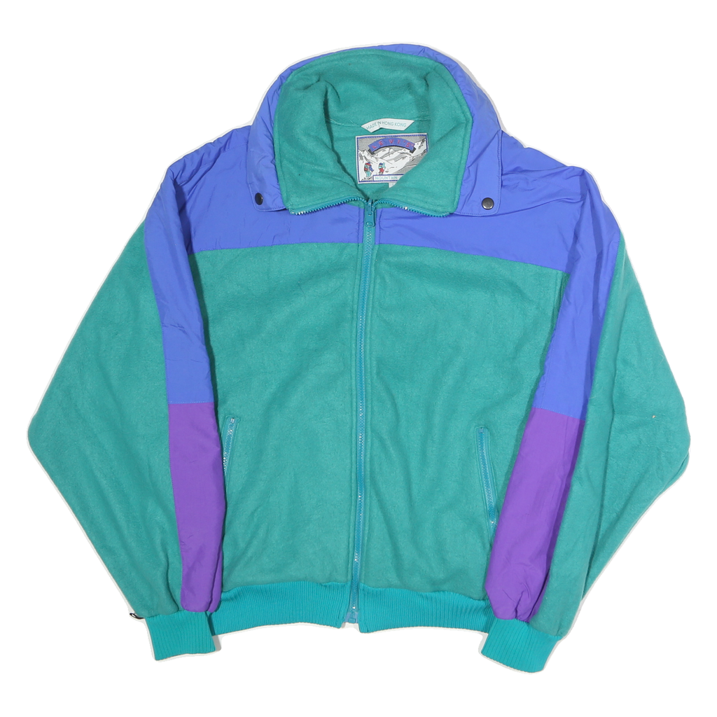LEVI'S Mens Green & Purple Zip Up Jacket L Polyester Colourblock Casual Retro