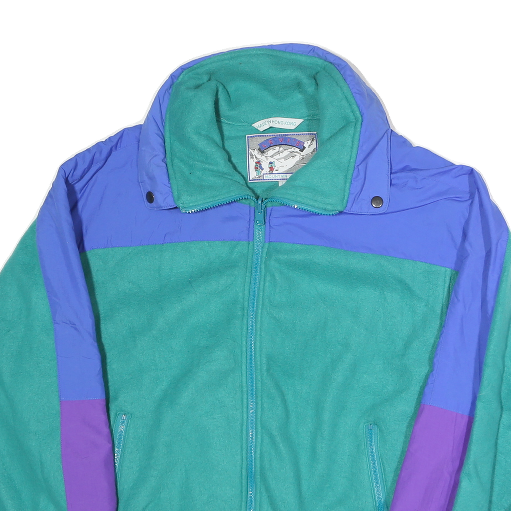LEVI'S Mens Green & Purple Zip Up Jacket L Polyester Colourblock Casual Retro