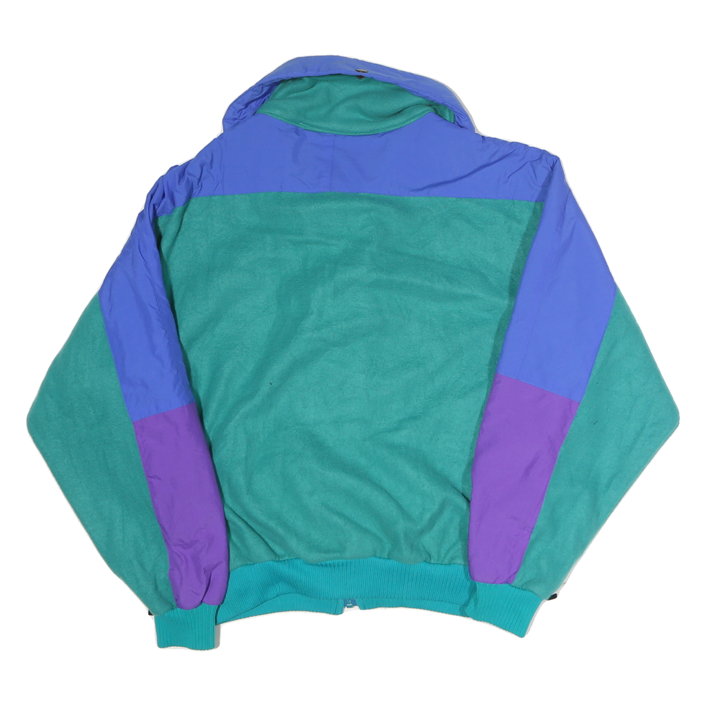 LEVI'S Mens Green & Purple Zip Up Jacket L Polyester Colourblock Casual Retro