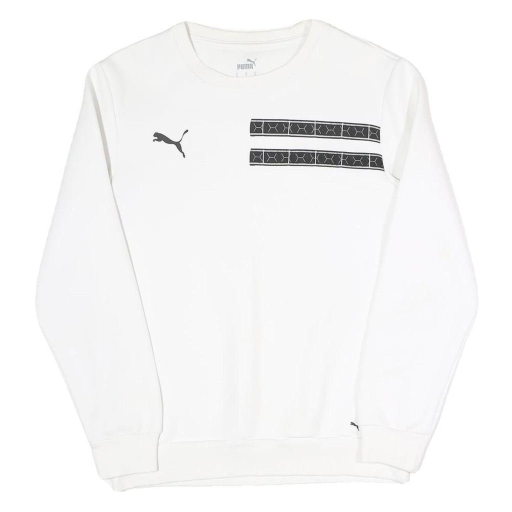 PUMA Mens White Cotton Blend Crew Neck S Printed Logo Sweatshirt