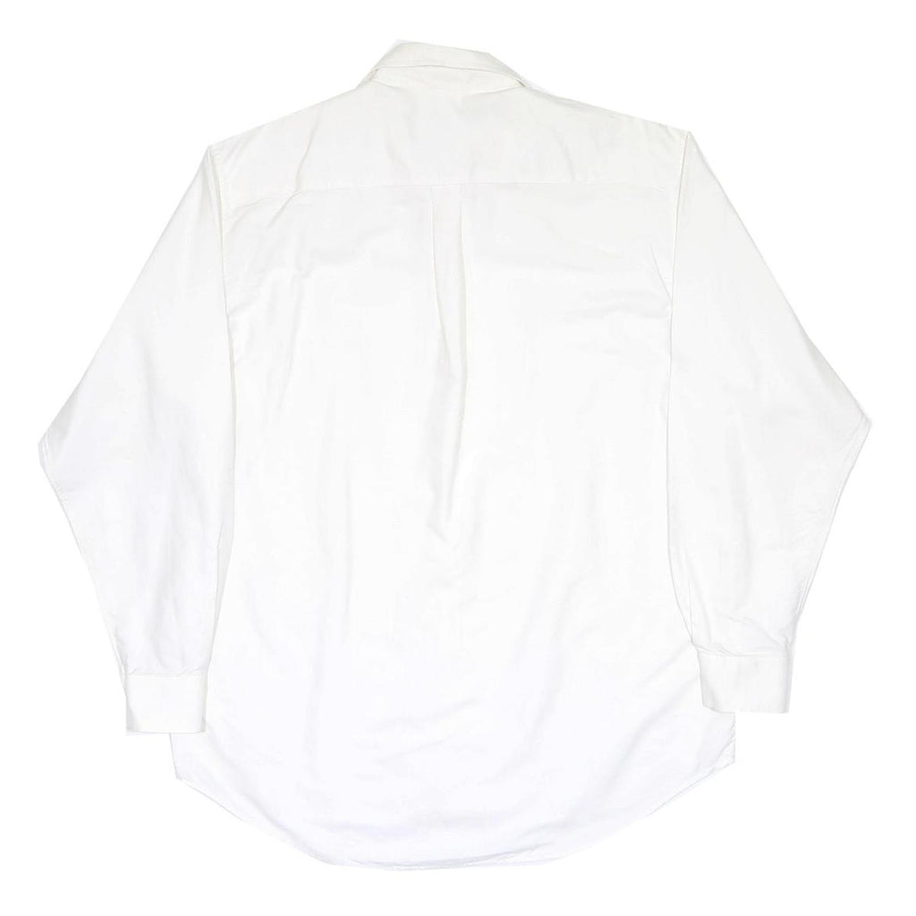 CALVIN KLEIN Mens White Plain Shirt L Long Sleeve Button Closure Formal
