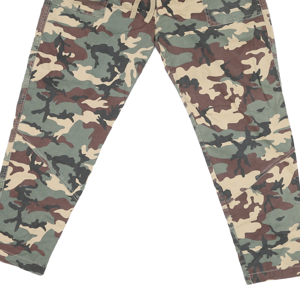 Mens Cotton Blend Regular Fit Camouflage Print Drawstring Trousers W26 L26