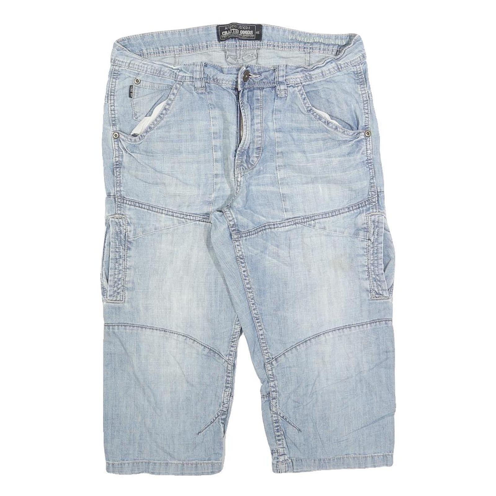 ANGELO LITRICO Mens Light Blue Denim Casual Shorts M W32 Cotton Blend