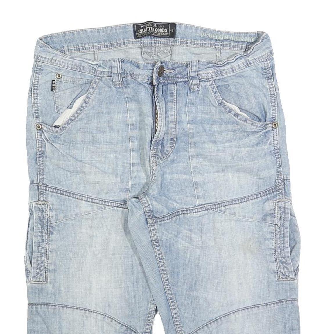 ANGELO LITRICO Mens Light Blue Denim Casual Shorts M W32 Cotton Blend