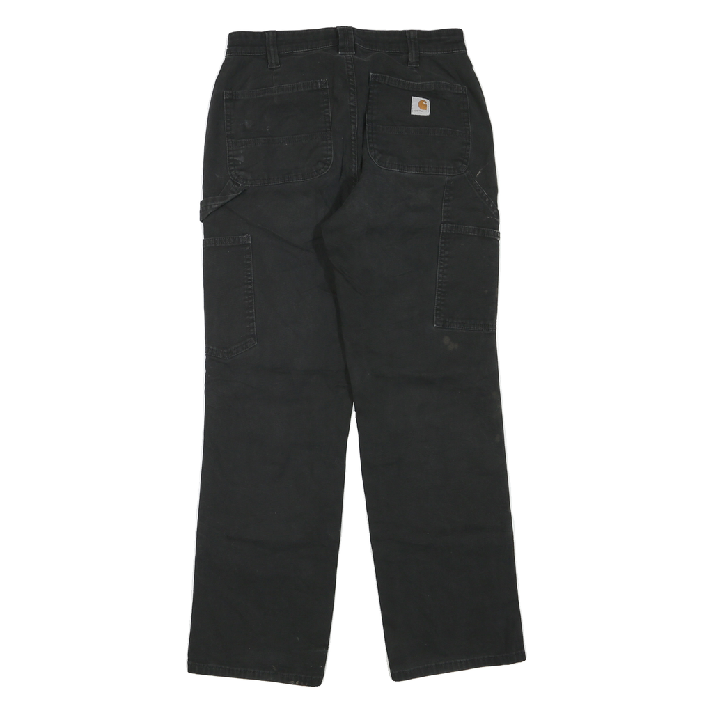 CARHARTT Womens Loose Black Denim W28 L28 Workwear Cotton Blend Zip Jeans