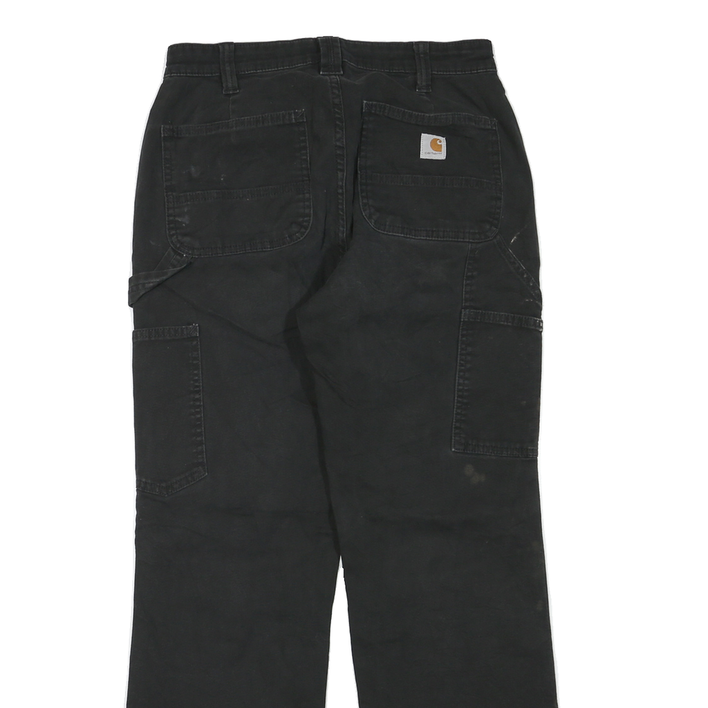 CARHARTT Womens Loose Black Denim W28 L28 Workwear Cotton Blend Zip Jeans