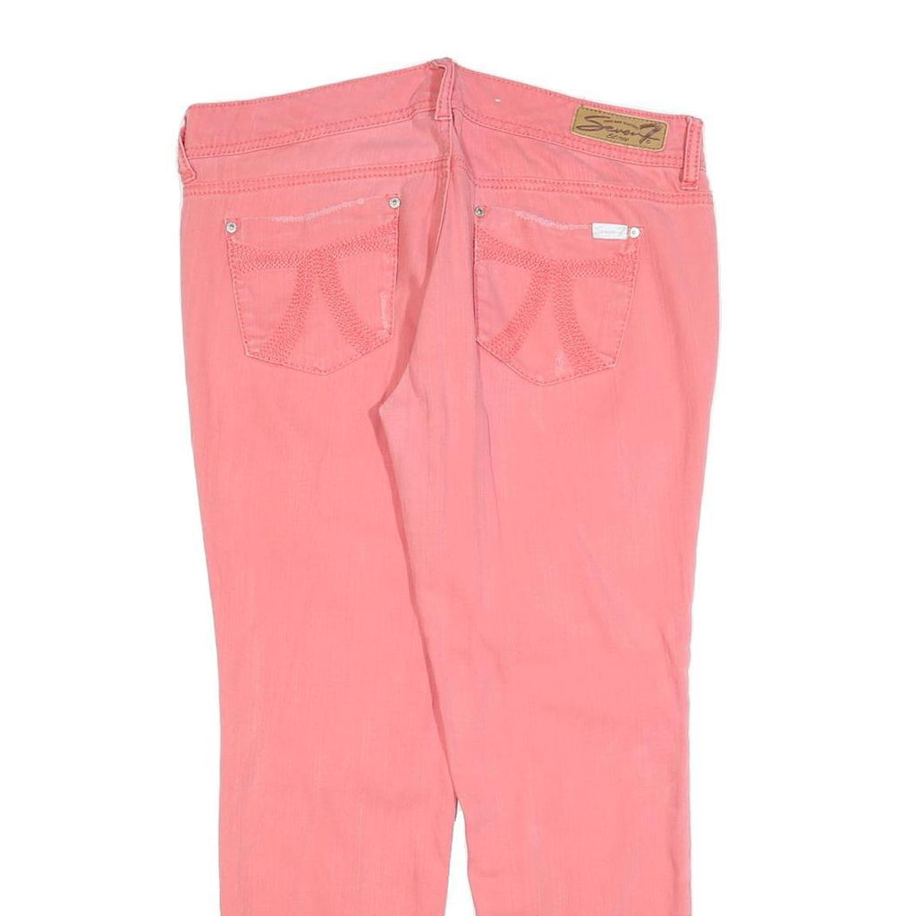 7 FOR ALL MANKIND Womens Slim Pink Denim Jeans W36 L28 Stylish Cotton Blend Zip
