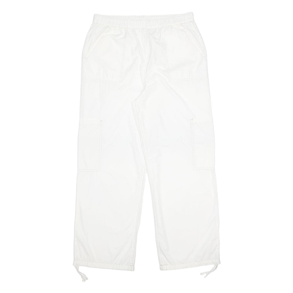 ASOS Womens White Relaxed Straight Trousers W34 L31 Casual Cotton Zip Pockets