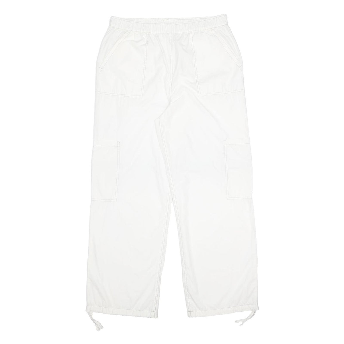 ASOS Womens White Relaxed Straight Trousers W34 L31 Casual Cotton Zip Pockets